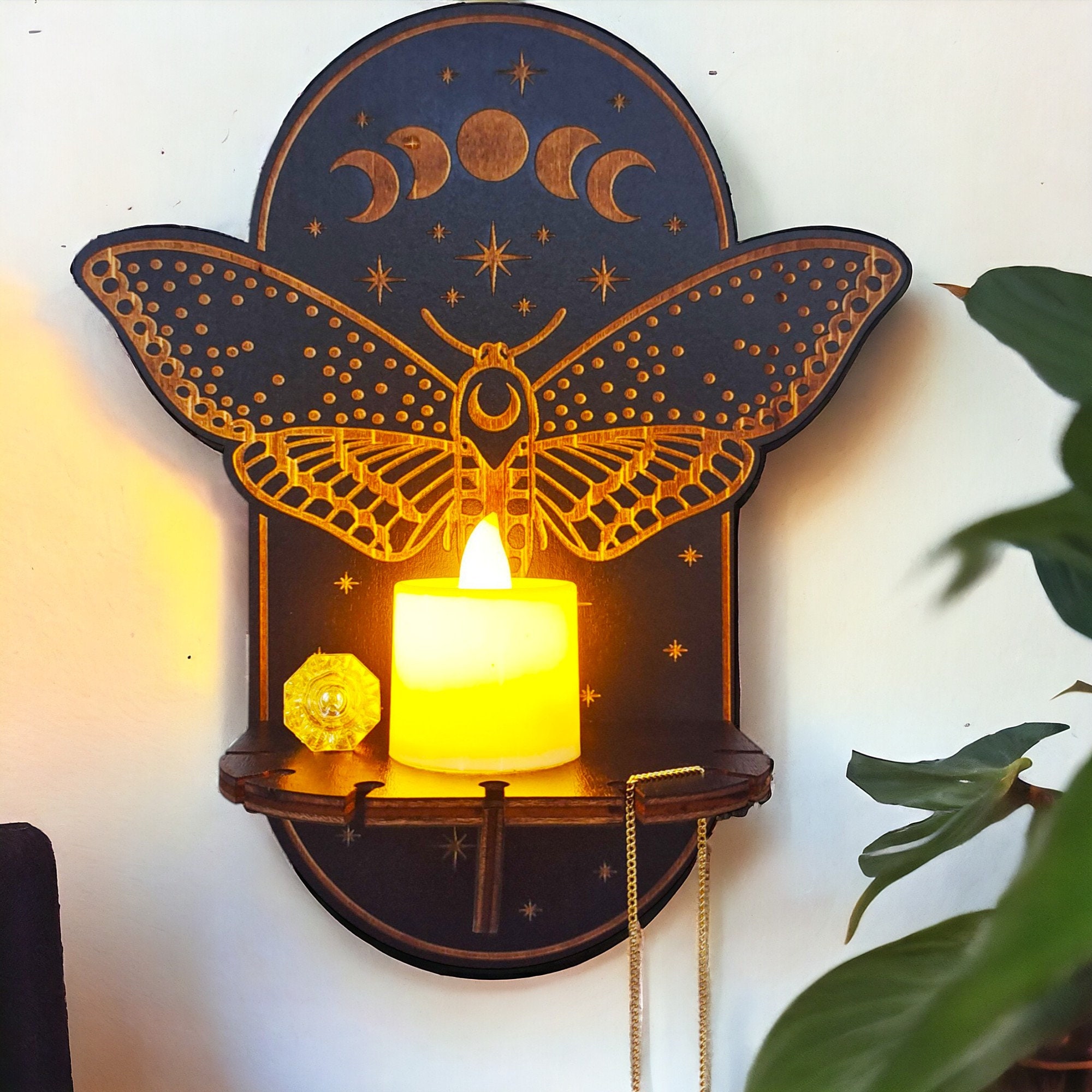 Wooden Zodiac Crystal Shelf Floating Crystal Altar Shelf Gothic Rock ...