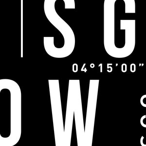 May include: A black and white graphic design with the word "SCOW" in large white letters. The text "SG" is above the word "SCOW" and the coordinates "51.40&deg; N 04&deg;15'00" W" are below the word "SCOW".