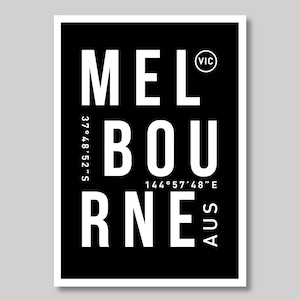 Melbourne Poster Melbourne Print Melbourne Travel Print Melbourne Wall Art Destination Print Australia Print Digital Artwork Black and White