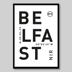 Belfast Travel Print Belfast Poster Belfast Wall Art Destination Print Belfast Print Belfast Digital Artwork Minimalist Travel Print Digital