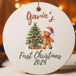 Personalized Babys 1st Christmas Gingerbread Ornament, Baby Keepsake, Custom Name Christmas Decoration, Baby Shower Gift, First Christmas