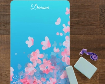 Personalized Cherry Blossom Yoga Mat: Suede Top, Non-Slip Rubber
