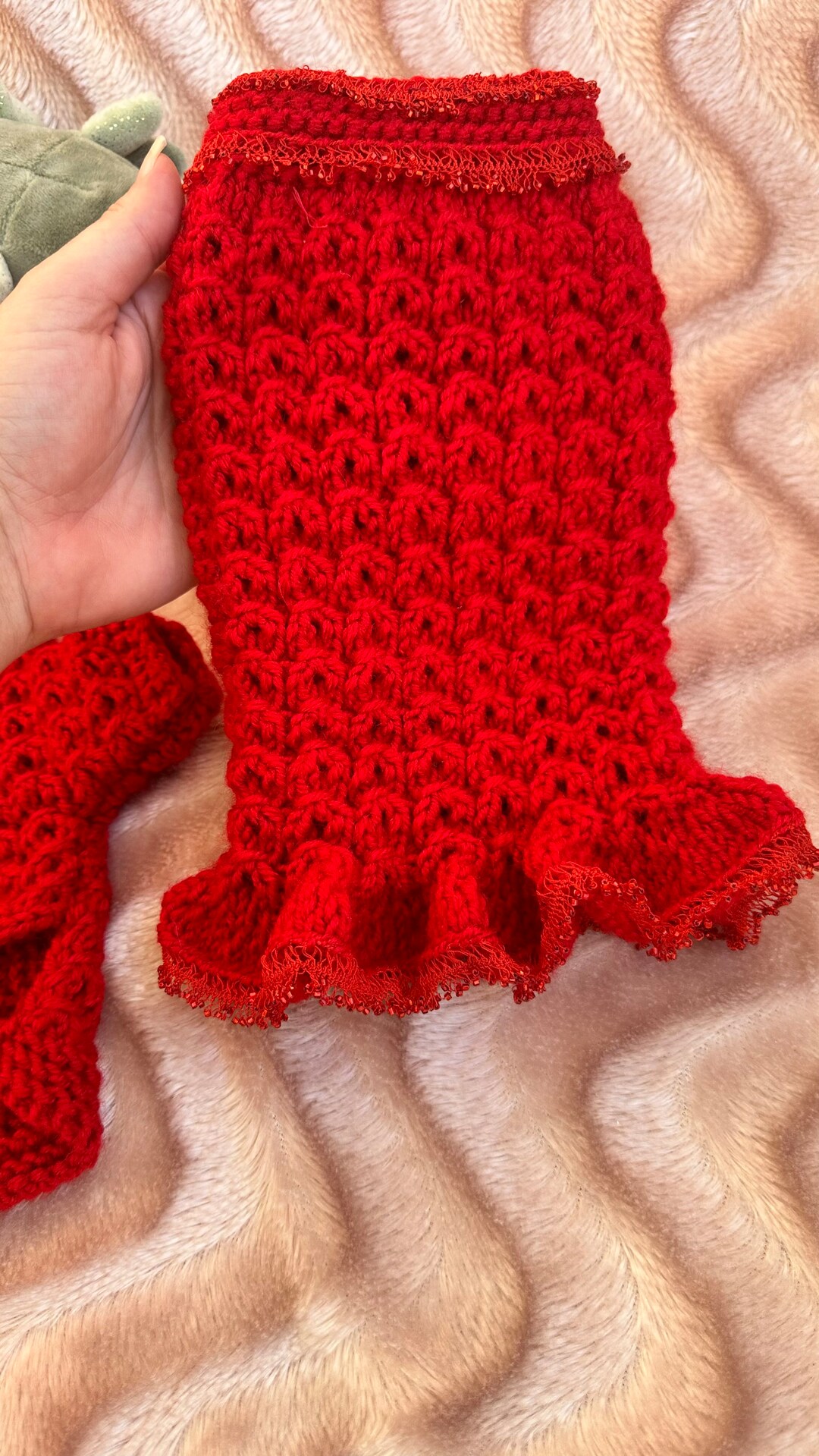 Red Christmas X Small Size Dog Sweater Crochet Wool Dog Etsy UK