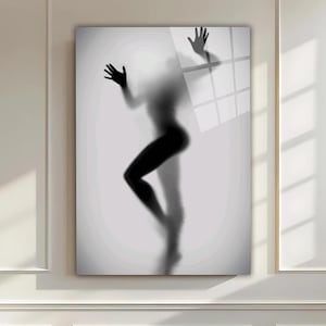Fotografia di donna astratta con ombre scure, arte murale in vetro temperato colorato, arte murale colorata, decorazione murale raffigurante la vita degli alberi, stampa su vetro.