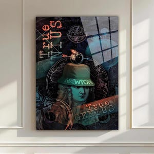 Vero genio Newton Design Arte murale in vetro temperato - Arte murale - Decorazione murale della vita dell'albero - Stampa su vetro - Grande arte murale - Arazzi - Tinto