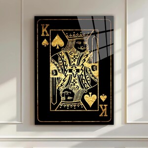 Schoppenkoning kaart gehard glas muurkunst - kunst aan de muur - leven van boom muurdecor - glasdruk - grote muurkunst - muur