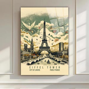 Eiffel Tower Love Print - Paris Tempered Glass Wall Art, Modern Home Décor, Elegant Gift, Cityscape Decor