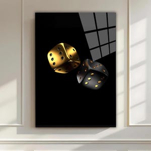 Gooi de dobbelstenen Kaart gehard glas Muurkunst - kunst aan de muur - Life of Tree - muurdecoratie - glasdruk - grote muurkunst - muur