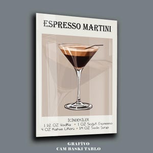 Espresso Martini Drinks Arte murale in vetro temperato - Arte murale - Decorazione murale Life of Tree - Stampa su vetro - Grande arte murale - Parete