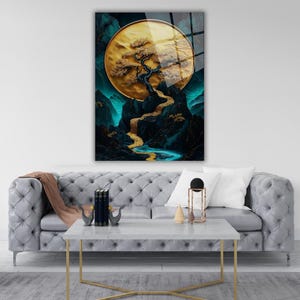 Arte murale in vetro temperato - Arte murale con paesaggio scuro - Decorazione murale con vita di alberi - Stampa su vetro - Grandi opere d'arte - Arazzi - Decorazione per finestre colorate