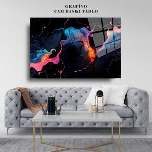 Parete astratta Colori Design Natura Vetro temperato Arte murale - Arte murale - Vita dell'albero Decorazione murale - Stampa su vetro - Grande arte murale - Parete