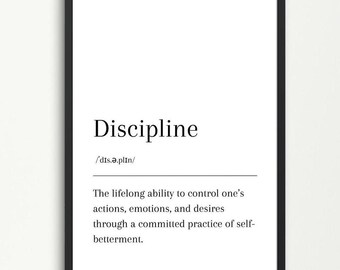 Citazione sulla disciplina Poster motivazionale Arte murale Auto-miglioramento Decorazione per la casa motivazionale Poster per la palestra Stampa digitale di fitness - Bianco