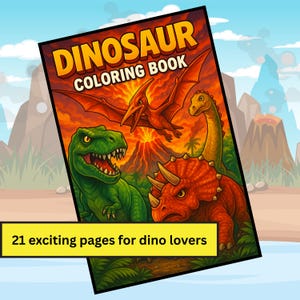 Libro para colorear de dinosaurios imprimible / Páginas de actividades divertidas y educativas / Descarga instantánea / Diversión rugiente de dinosaurios /