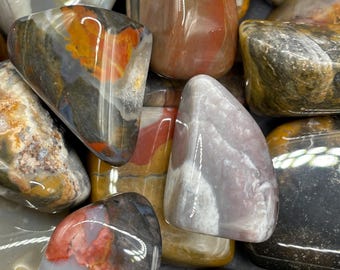 Ohio Rainbow Flint: 18 Polished Stones, Nethers Farm Flint Ridge, 6oz