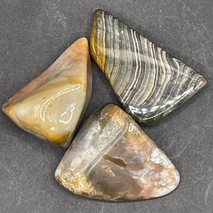 Three Ohio Rainbow Flint Stones - Tumbled and Polished - Banded Chert and Other Patterns