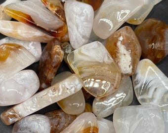 Arizona Chalcedony Agates: 35 Tumbled and Polished UV Reactive Stones, 6oz