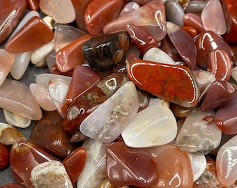 Pigeon Blood Agates: Polished Small Chips and Pebbles, 6oz
