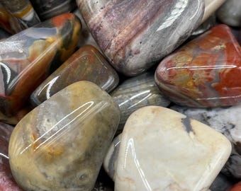 Ohio Rainbow Flint: 30 Polished Stones, Nethers Farm Flint Ridge, 6oz