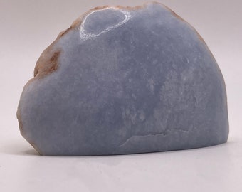 Angelite Crystal Geode - Polished Standing Display