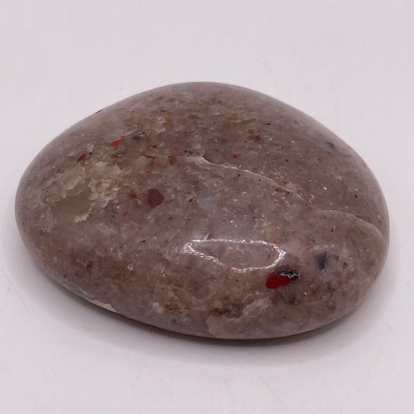 Michigan Pudding Stone - Polished Palm Stone - Jasper, Quartz, Chert, Felspar- Looks Like a Cookie