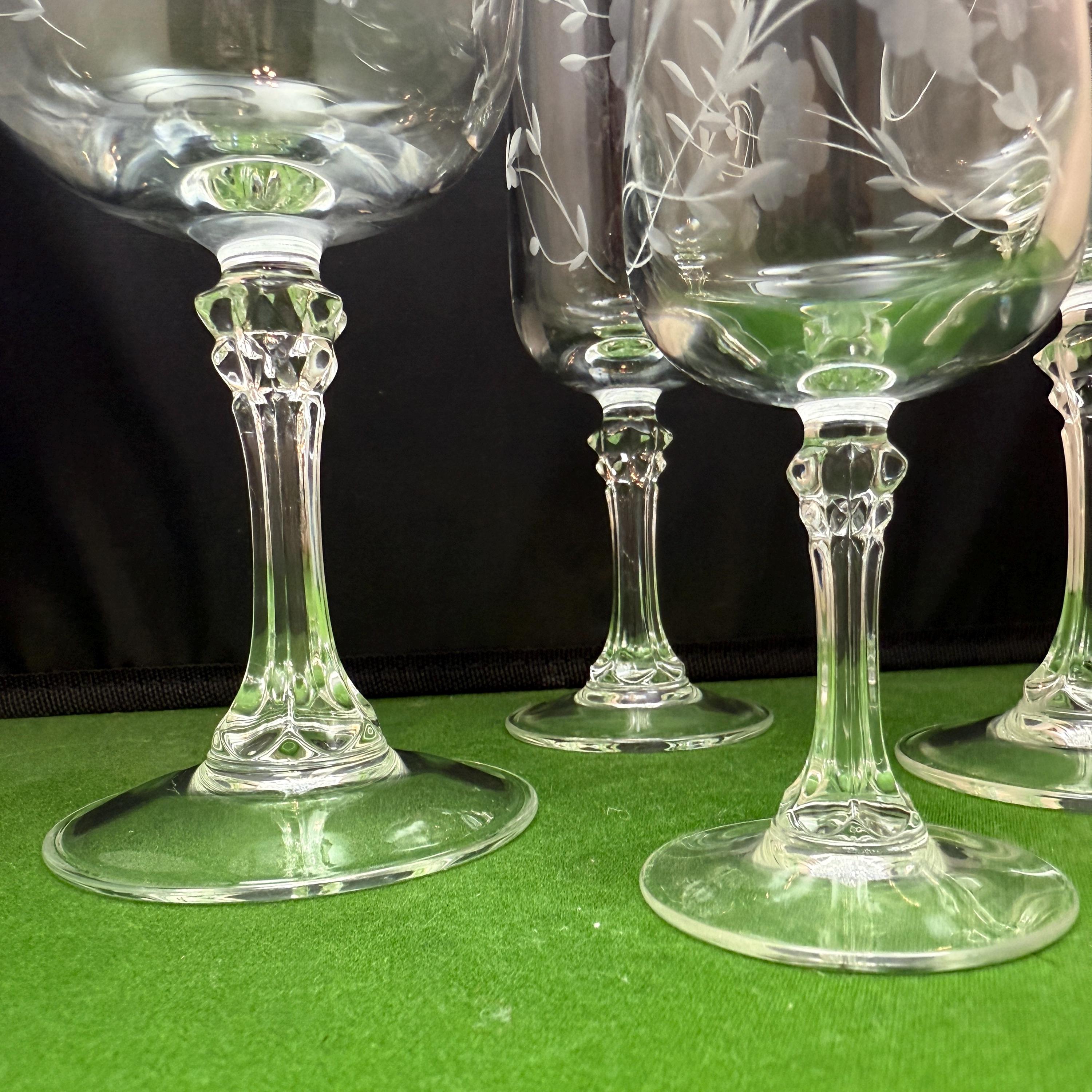Vintage Princess House Crystal Stemware: Bordeaux Floral Etched Glass ...