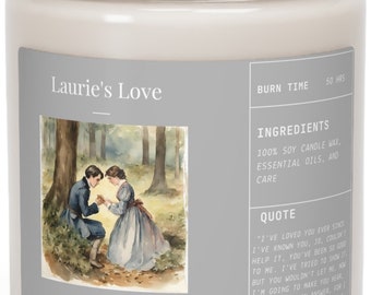 Little Women, Laurie&#39;s Love, Louisa May Alcott, Scented Soy Candle, 9oz, Literary Candle, Five Scent Choices, Gift