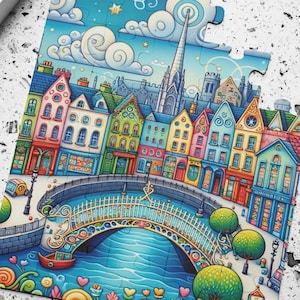 Dublin Ireland 30-Piece Kids&#39; Puzzle - Educational Game Travel, Jigsaw Puzzle for Children, Geography Learning Toy, Souvenir Gift for Kids,