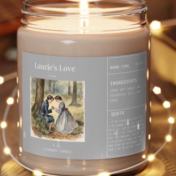 Little Women, Laurie's Love, Louisa May Alcott, Scented Soy Candle, 9oz, Literary Candle