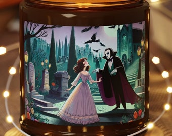 Gothic Couple Series, Phantom of the Opera, Erik and Christine, Gaston Leroux, Soy Candle, Amber Jar, Seven Scent Choices, Literary Candle