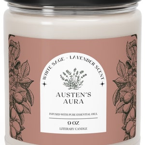 Jane Austen Scented Soy Candle: Regency Lavender Aura, 9oz