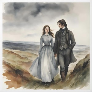 Imã de porcelana de literatura gótica - Emily Bronte Wuthering Heights Square Stocking Stuffing Gift