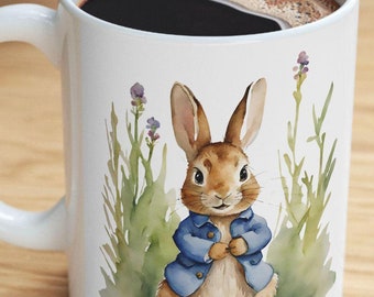 Peter Rabbit Ceramic Mug, Beatrix Potter Spring Decor