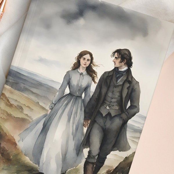 Wuthering Heights, Emily Bronte, Heathcliff, Cathy, British Literature, Hardcover Journal Matte, Bookworm, Librarian, Gift, Victorian