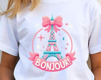 Bonjour Eiffeltoren-shirt voor jongeren, Paris Fashion