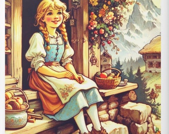 Heidi Swiss Alps Porcelain Magnet: Literary Gift, Stocking Stuffer