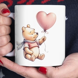 Winne the Pooh Valentine Cup Ceramic Mug, Gift 11oz - AA Milne Love Coffee Cup, Tea Drinkware