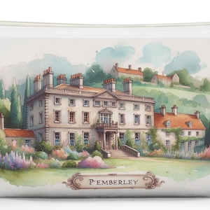 Pemberley Inspired Accessory Pouch, Elegant Makeup Bag, Travel Organizer, Vintage Illustration, Austen Lovers Gift