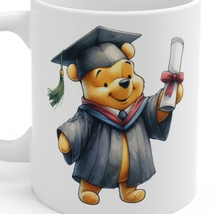 Taza de graduación de Winnie the Pooh: adorable taza inspiradora para estudiantes, diseño de oso Pooh para logros académicos, regalo