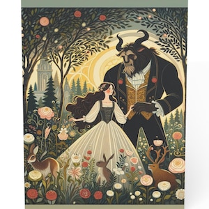 Tarjetas de felicitación, juego de papelería de cuento de hadas de La Bella y la Bestia, tarjetas de notas en blanco (1, 10, 30, 50 piezas), regalo para amantes de los libros, diseño vintage