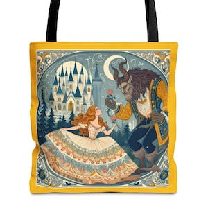 Beauty and the Beast, Fairy Tale, Tote Bag, Book Bag, Library Bag, Gift