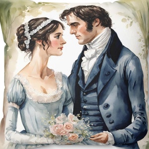 Pride and Prejudice Pillow: Jane Austen Regency Wedding Decor