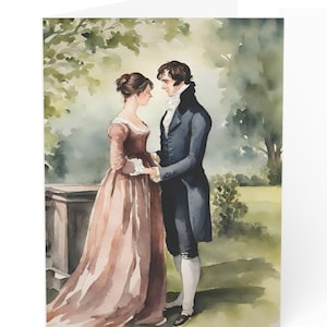 Greeting Cards Pride and Prejudice Darcy Elizabeth Pemberley Jane Austen Regency Watercolor, Note Cards, Stationery Set, Literary Gifts,