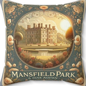 Mansfield Park Jane Austen Regency Pillow, Literary Decor, Book Nook, Library Gift, Cushion