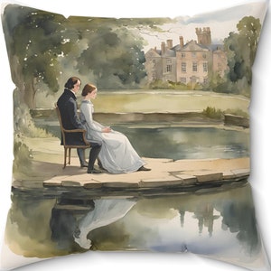 Literary Cushion Pillow, Jane Eyre Rochester Charlotte Bronte, Book Nook Gift, Library Decor, Square Pillow, Home Accent