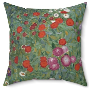 Gustav Klimt, Flower Garden, Pillow, Painting, Artist, Art, Museum, Gift