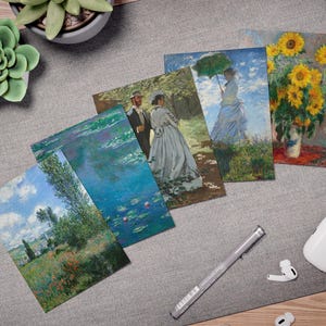 Jeu de cartes de voeux Claude Monet, enveloppes vierges pour cartes d'art impressionniste, papeterie florale pour toutes les occasions, cartes de remerciement