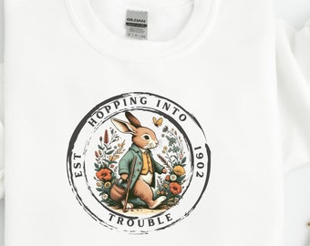 Peter Rabbit Vintage Style Crewneck Sweatshirt - Easter Spring Gift, Beatrix Potter Inspired Shirt, T-Shirt