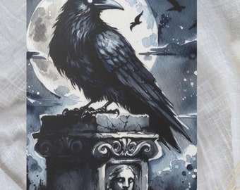 The Raven, Nevermore, Edgar Allan Poe, Poetry, Literary Notebook, Stationery,  Diary, Student, Writer, Softcover Journal