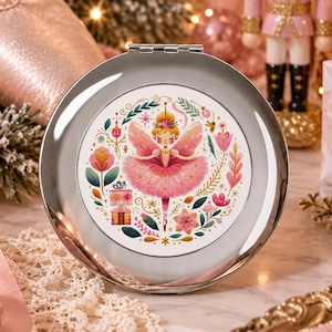 Sugar Plum Fairy Compact Mirror, Nutcracker Ballet Keepsake, Ballerina Pocket Mirror, Christmas Dance Gift, Ballet Dancer Gift