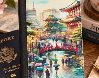 Tokyo Passport Cover, Japan Travel Gift, Japanese Watercolor Passport Holder, Tokyo Travel Accessory, Japan Lover Gift, Wanderlust Gift